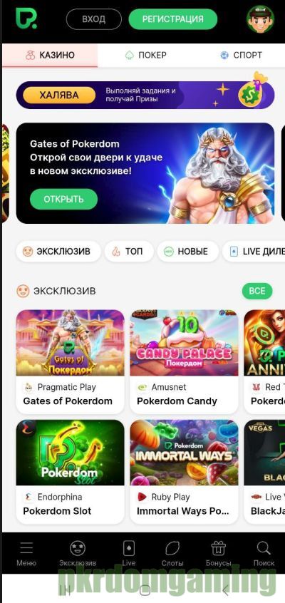 Кнопка входа Pokerdom